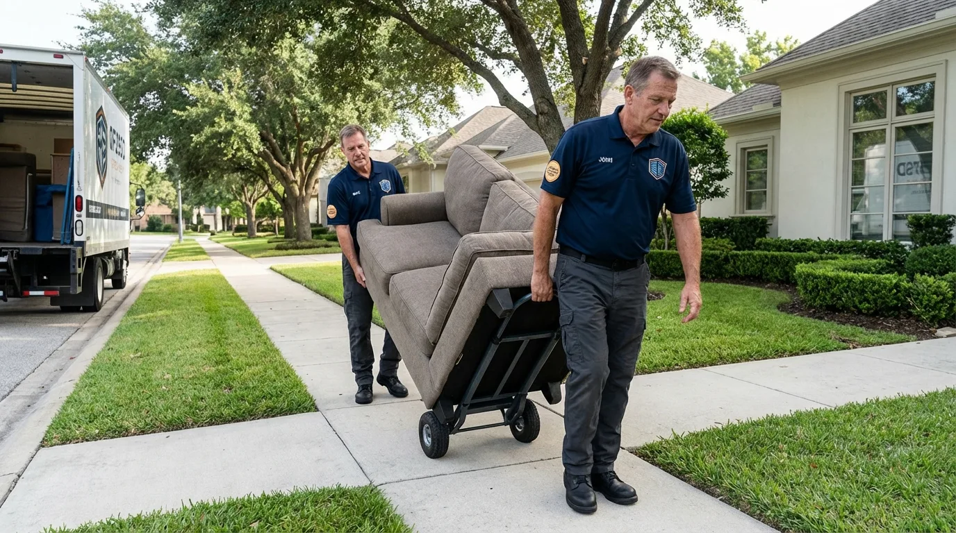Local residential moving crew loading furniture in Chetek, WI